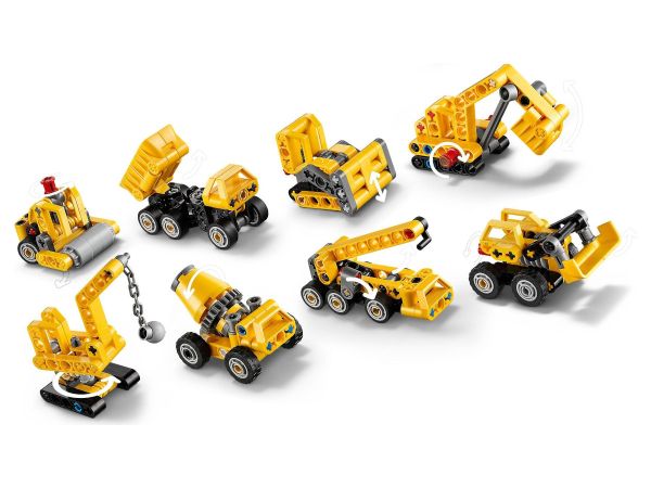LEGO Technic 42233 всички осем модела строителна техника