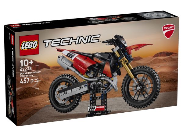Предна страна на кутията на LEGO Technic 42238 Ducati Desmo450 MX Factory от Get7.eu