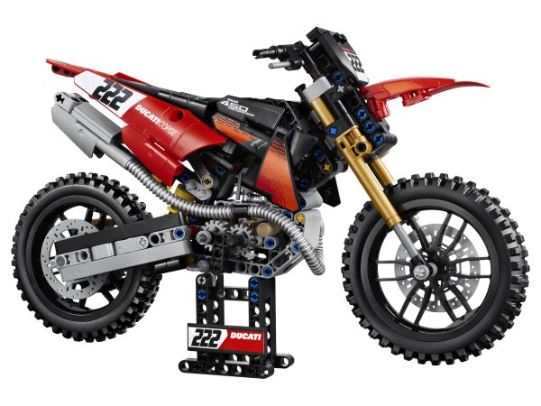 Профил на кросовия мотоциклет LEGO Technic 42238 Ducati Desmo450 на стойка от магазин Get7