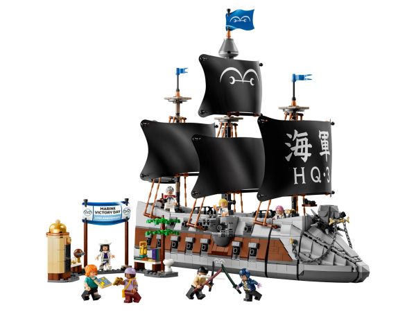 Сглобен мащабен модел на военния боен кораб на вицеадмирал Гарп от LEGO ONE PIECE 75646 обратна страна