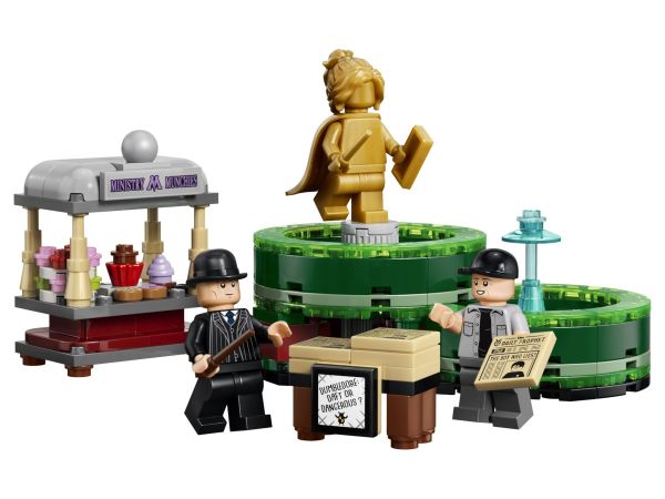 Сглобен модел на сергия за сладкиши Ministry Munchies и павилион The Daily Prophet от LEGO 40901
