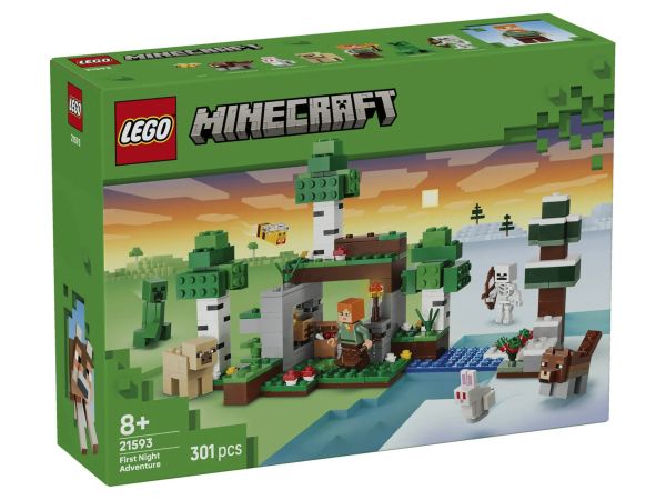  Оригинална кутия на LEGO Minecraft 21593 Първото нощно приключение 301 части за деца над 8 години
