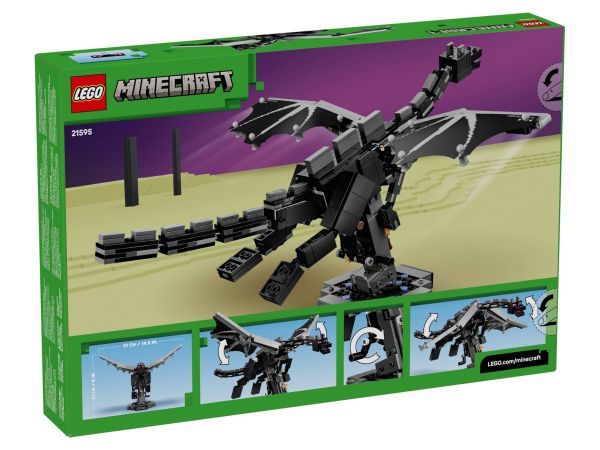 Задна страна на кутията на конструктор LEGO Minecraft 21595 Драконът Ендър