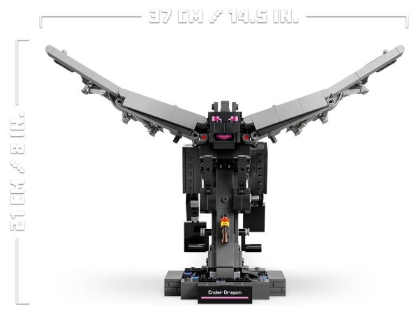 Размери на модела LEGO Майнкрафт Драконът Ендър 21 x 37 x 39 см
