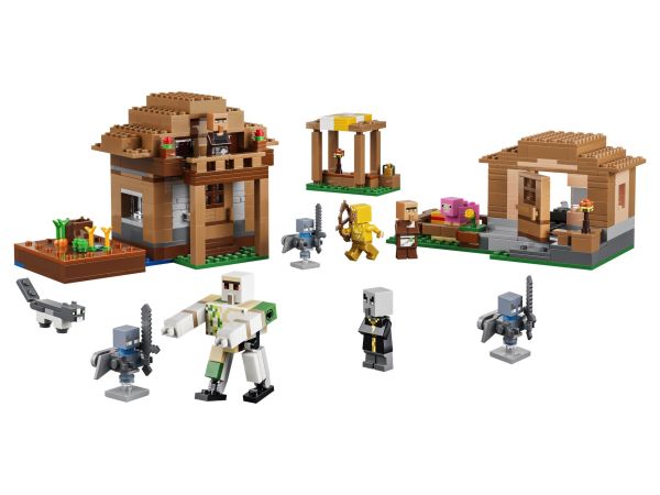 Конструктор LEGO Minecraft 21596 Атака на селището на заклинателите в сглобен вид с къща и библиотека